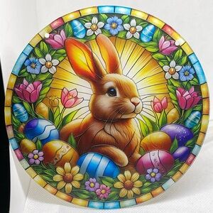 Suncatcher Acrylic Easter Bunny Colourful Eggs Spring Seasonal Decor 5 3/4” New